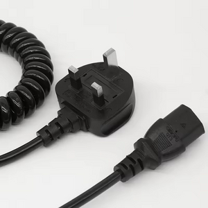 UK To C13 Power Coiled Cables Electrical Extension Cord Curly Flex Cables High-quality Power Plugs