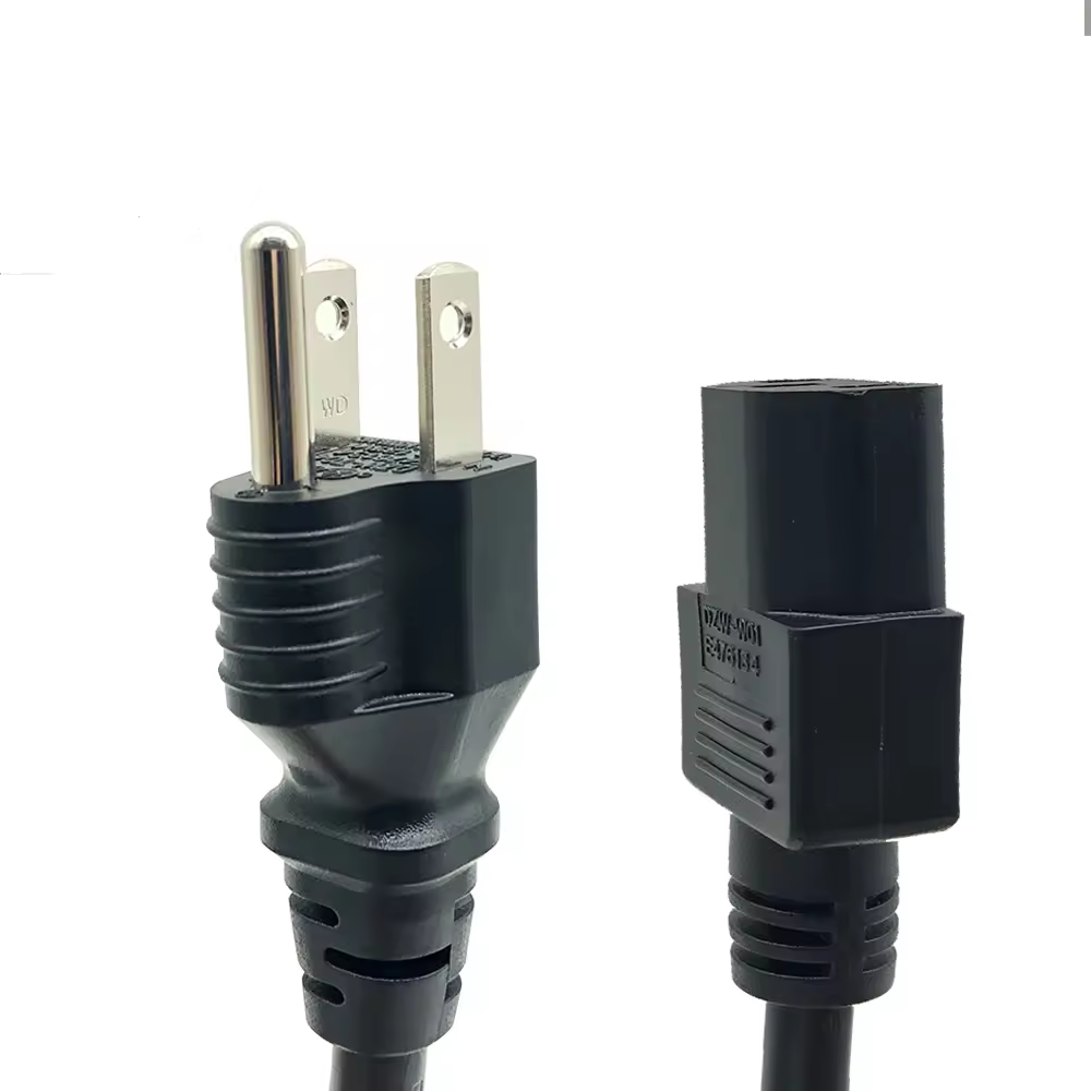 US UL Standard 15A 125V 14AWG NEMA 5-15P To IEC 60320 C13 US 3Pin Plug AC Power Cord Plastic power plugs