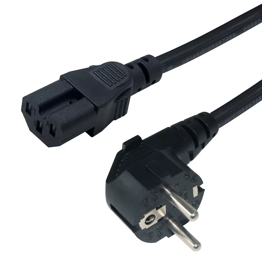 PVC Jacket Europe 3-prong Italy USA SAA UK 3 Pin Power Cable To IEC C15 Connector Ac Secure Power Plugs