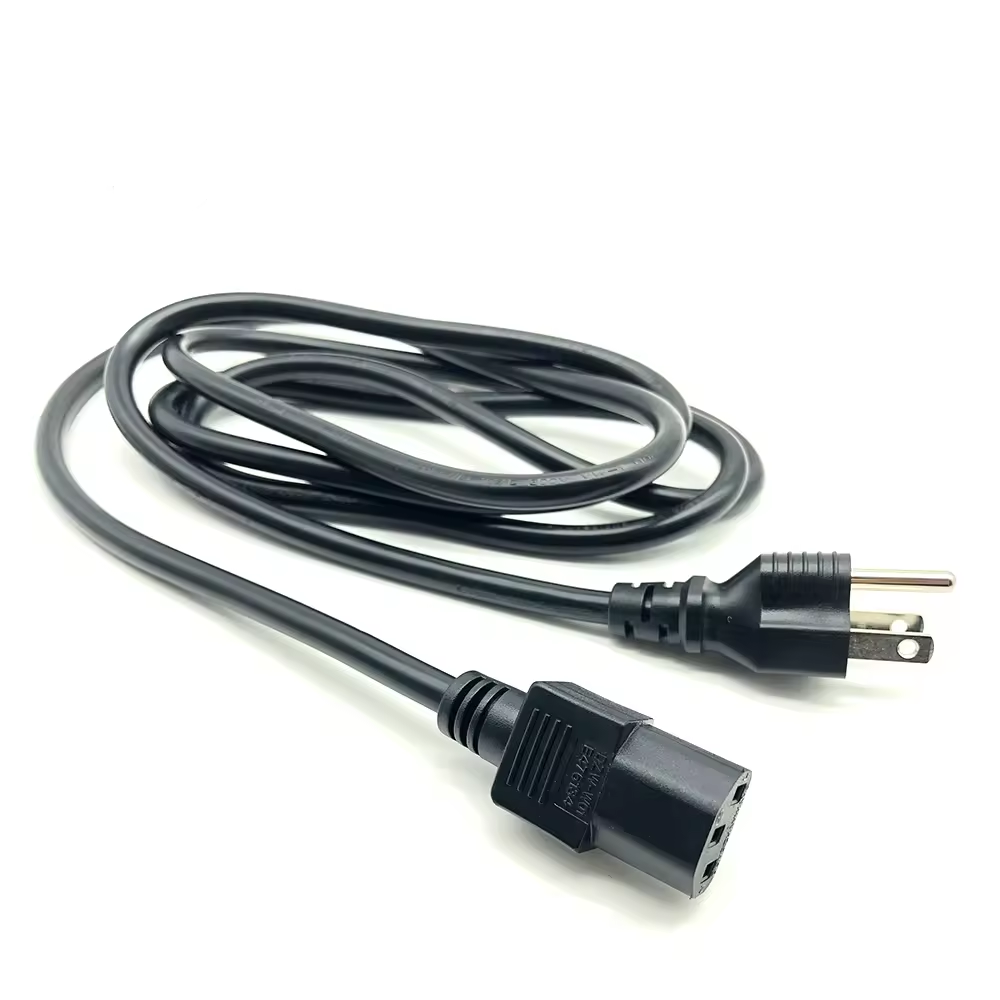 US UL Standard 15A 125V 14AWG NEMA 5-15P To IEC 60320 C13 US 3Pin Plug AC Power Cord Plastic power plugs