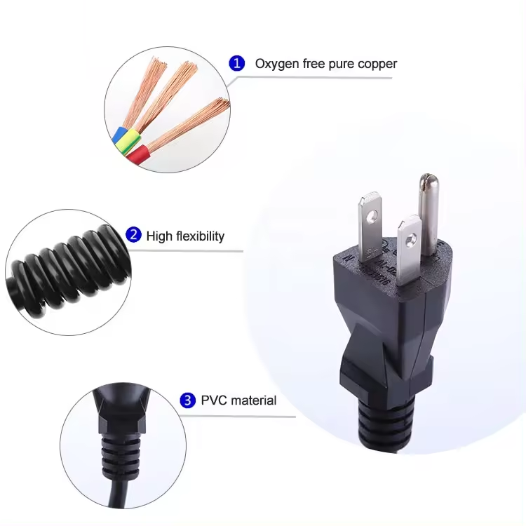 3 Prong AC Power wall Cord 3pin US plug wire cable power supply Plug 3 Prong UL Power Cord C13