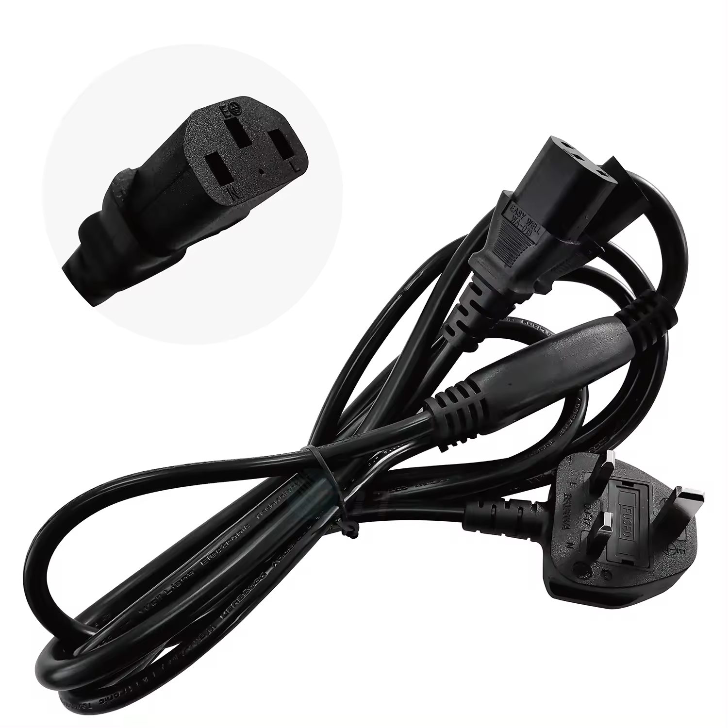 UK 2*C13 Secure Power Plugs 6 Ft Y Splitter 250V Rating 13A Rated Industrial Equipment Grade 1.8 Meters Long for PDU