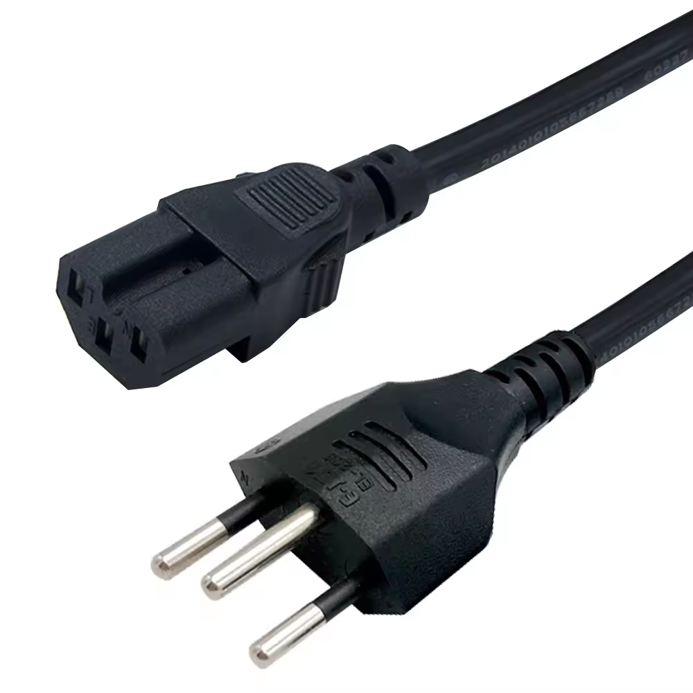 PVC Jacket Europe 3-prong Italy USA SAA UK 3 Pin Power Cable To IEC C15 Connector Ac Secure Power Plugs