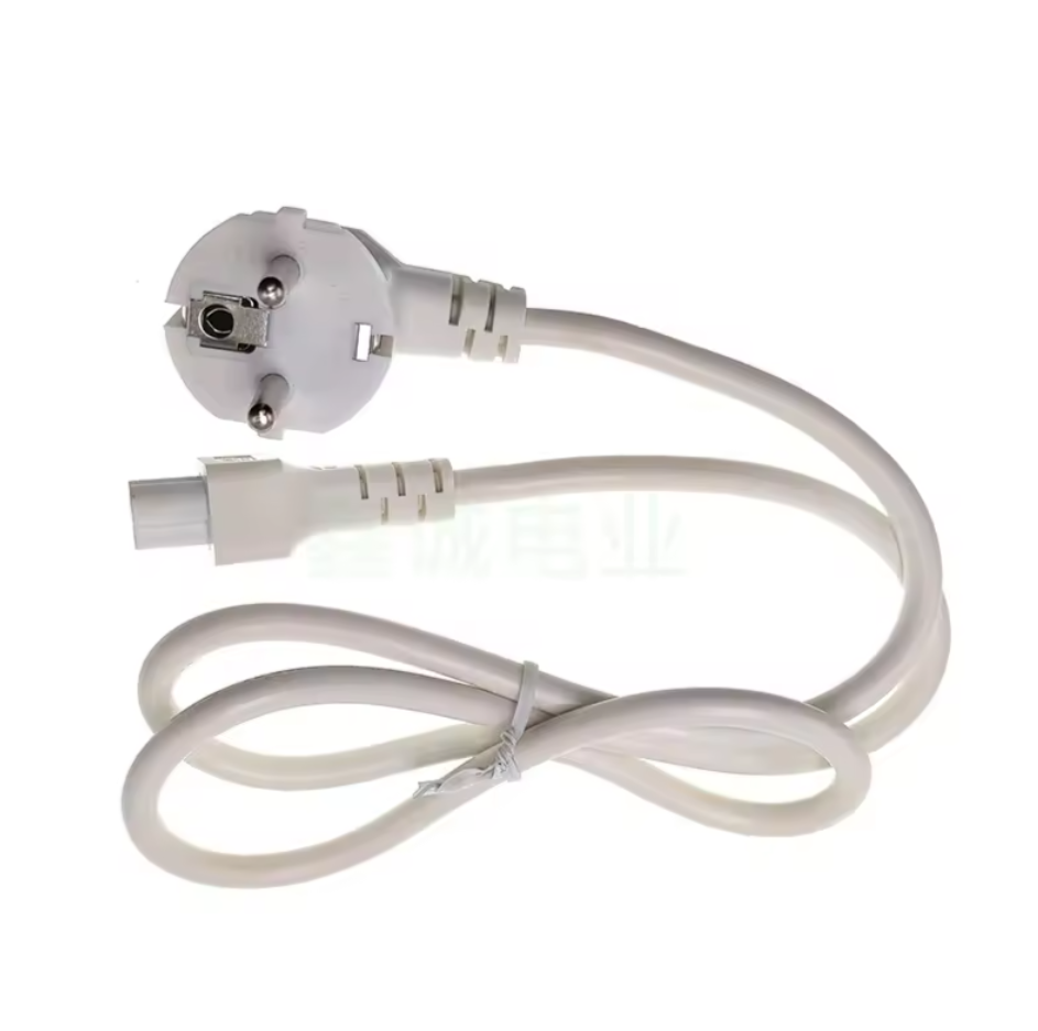 White EU Three-core AC Safe Power Plugs with French Plug European Standard To C5 Plug Cable