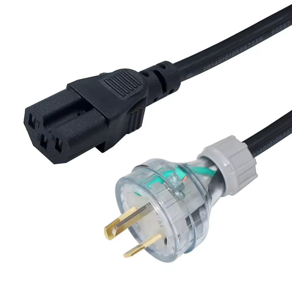 PVC Jacket Europe 3-prong Italy USA SAA UK 3 Pin Power Cable To IEC C15 Connector Ac Secure Power Plugs