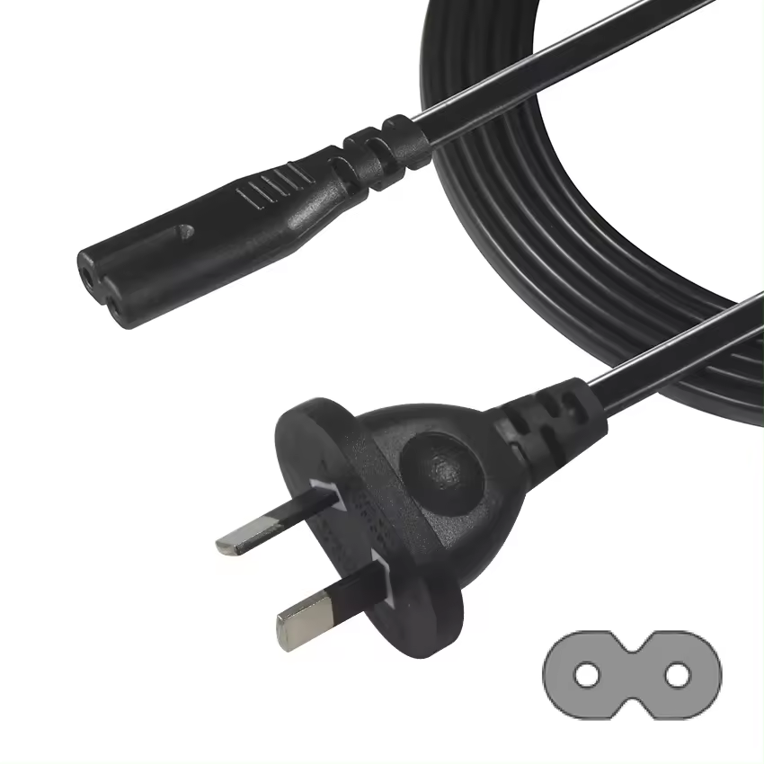 6Ft 1.8M 0.75Mm Extension Australia Figure 8 Au Cable 2Pin Prong Plug Iec C7 Connector Ac Customizable Power Plugs