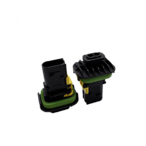 Housing for Male Terminals, Wire-to-Wire, 2 Position, 6 mm [.236 in] Centerline, Sealable, Black, Wire & Cable, Heavy Duty Sealed Connector Series