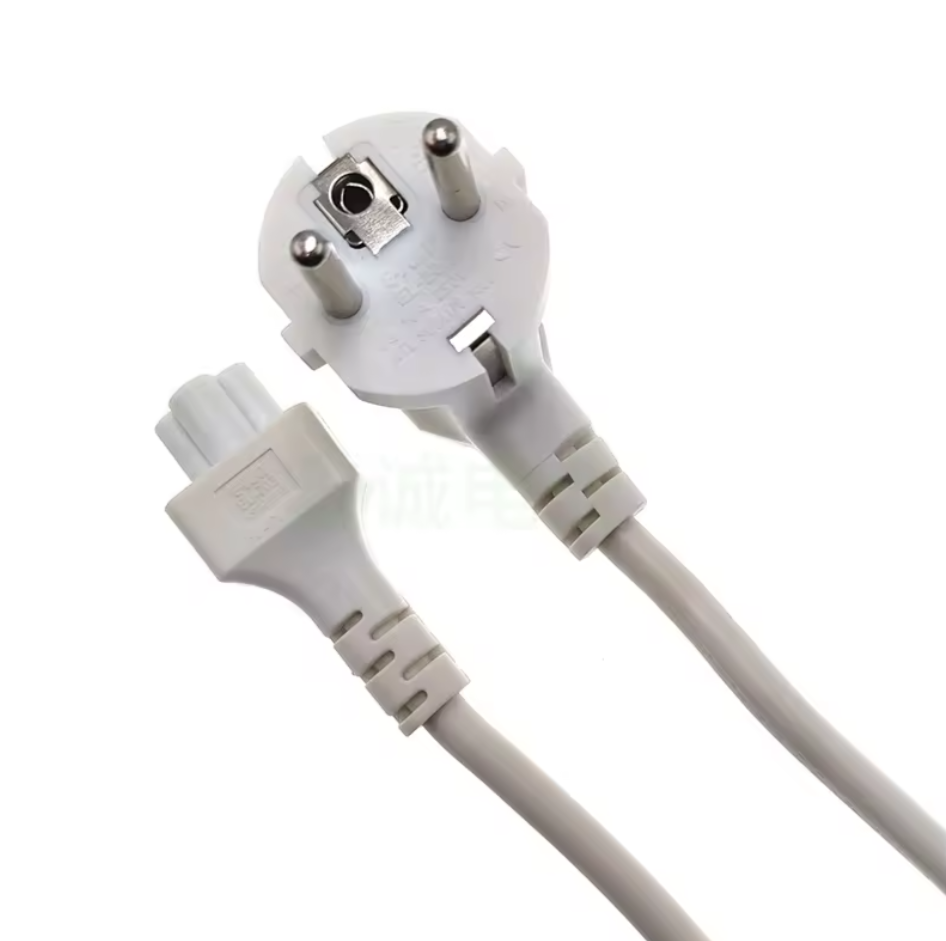 White EU Three-core AC Safe Power Plugs with French Plug European Standard To C5 Plug Cable