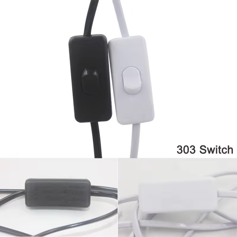 1.8m Line Cable 303 On Off Power Cord For LED Lamp with Button Switch EU Safe Power Plugs Light Switching Transparent Wire Extension