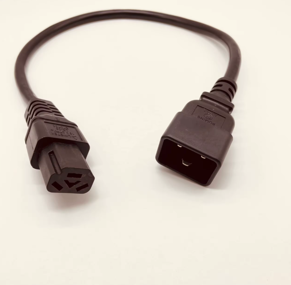 0.3m Black IEC C20 To C21 Premium Quality Power Plugs H05VV-F 3G*1.5mm2